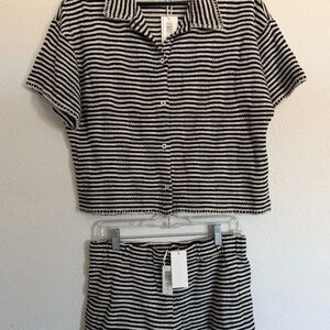 Z Supply Black and White Striped Crop Top